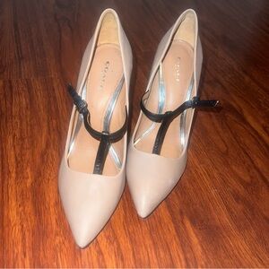 Coach Beige and Black Leather Heels